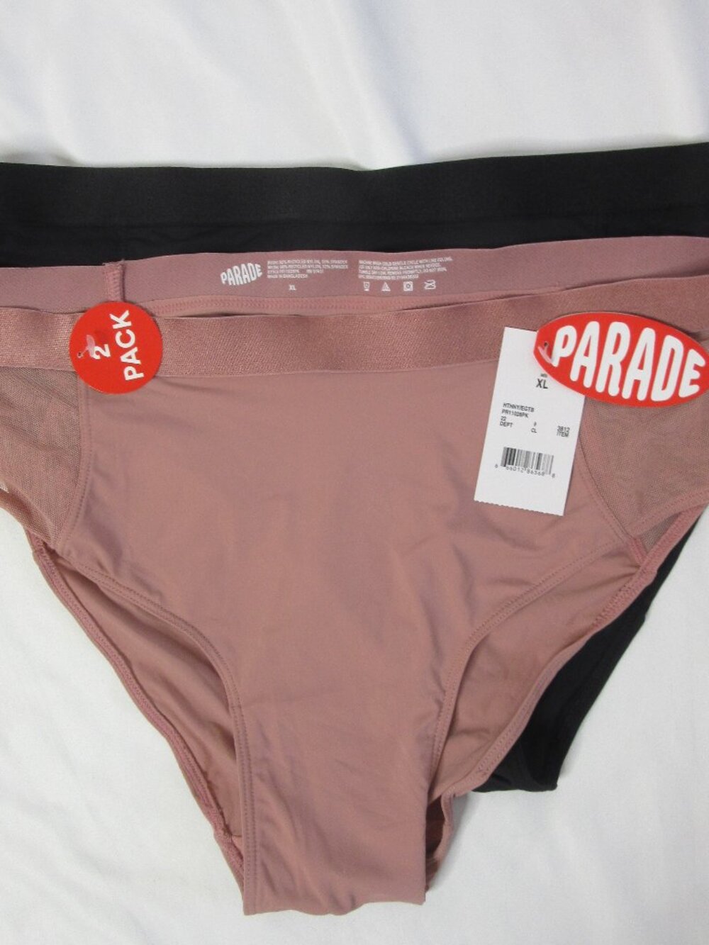 Parade Set of 2 Panties Underwear Women's Rise Brief Black Pink Size XL 16 NWT